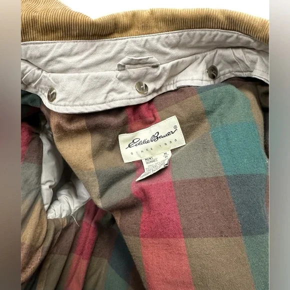Vintage Eddie Bauer Chore Barn Coat Goose Down Liner Men’s Sz M Corduroy Collar - Picture 14 of 15